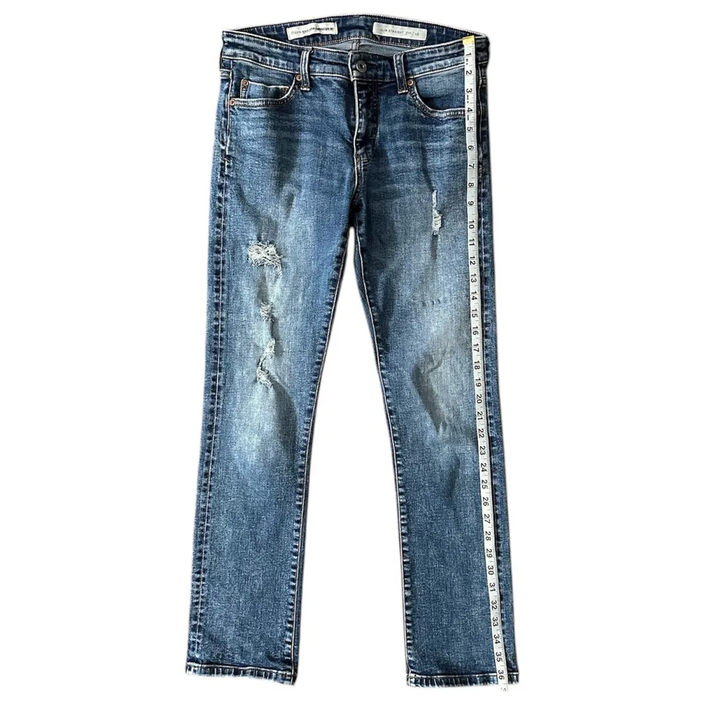 Pilcro and the Letterpress Mid-Rise Slim Straight Distressed Jeans Size 30 - Image 8