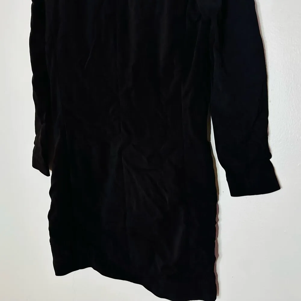 IRO Black Single Button Shoulder Pads V-Neckline Blazer Mini Dress Size Medium - Image 10