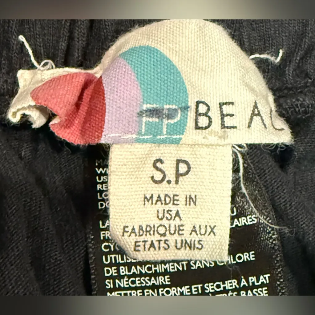 Free People Stunner Pants Slouchy Cotton Pull On Black Wide Leg Pants Sz Small - Image 6