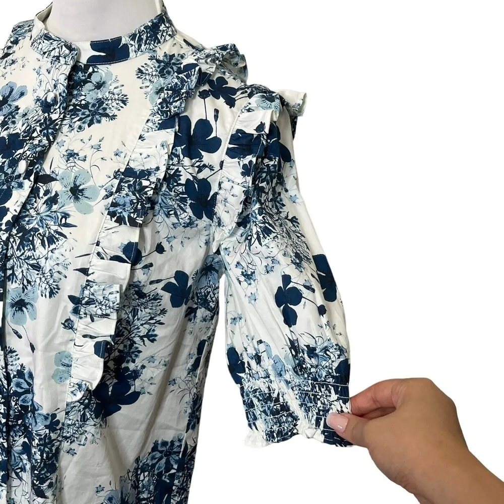 Universal Standard x Erdem Kalina Short Sleeve Ruffle Shirt Top Women’s Size XS - Image 7