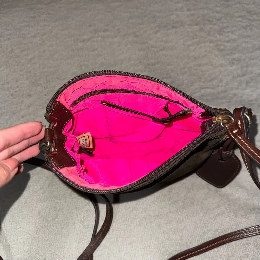 Dooney and Bourke Brown Nylon with Leather Crossbody Bag - Image 4