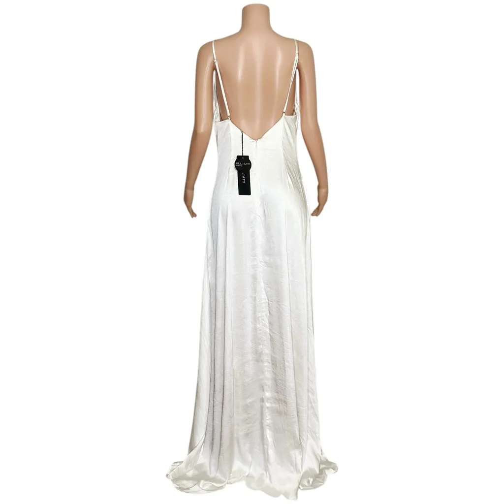 ELLIATT Clementine Long Satin Gown, Ivory, XL - Image 9