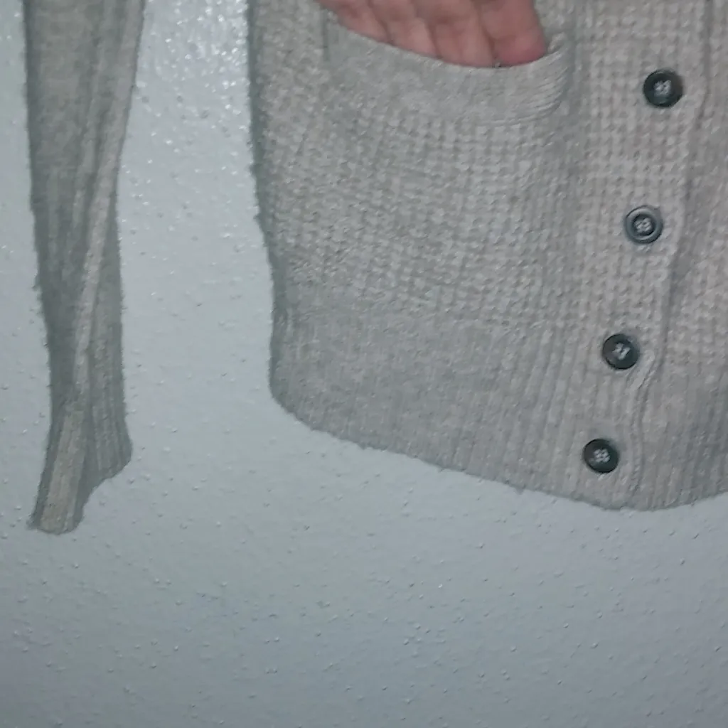 Wallace M Vintage Scottish Gray Waffle Front Pocketed Button Cardigan Sweater Size M - Image 6