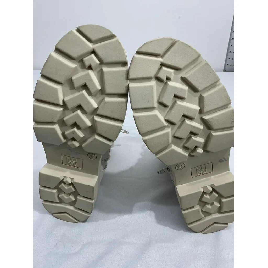 Womans NOBO Sintetico Memory Foam Ivory Lace Up Chunky Heel Combat Boots 10 - Image 8