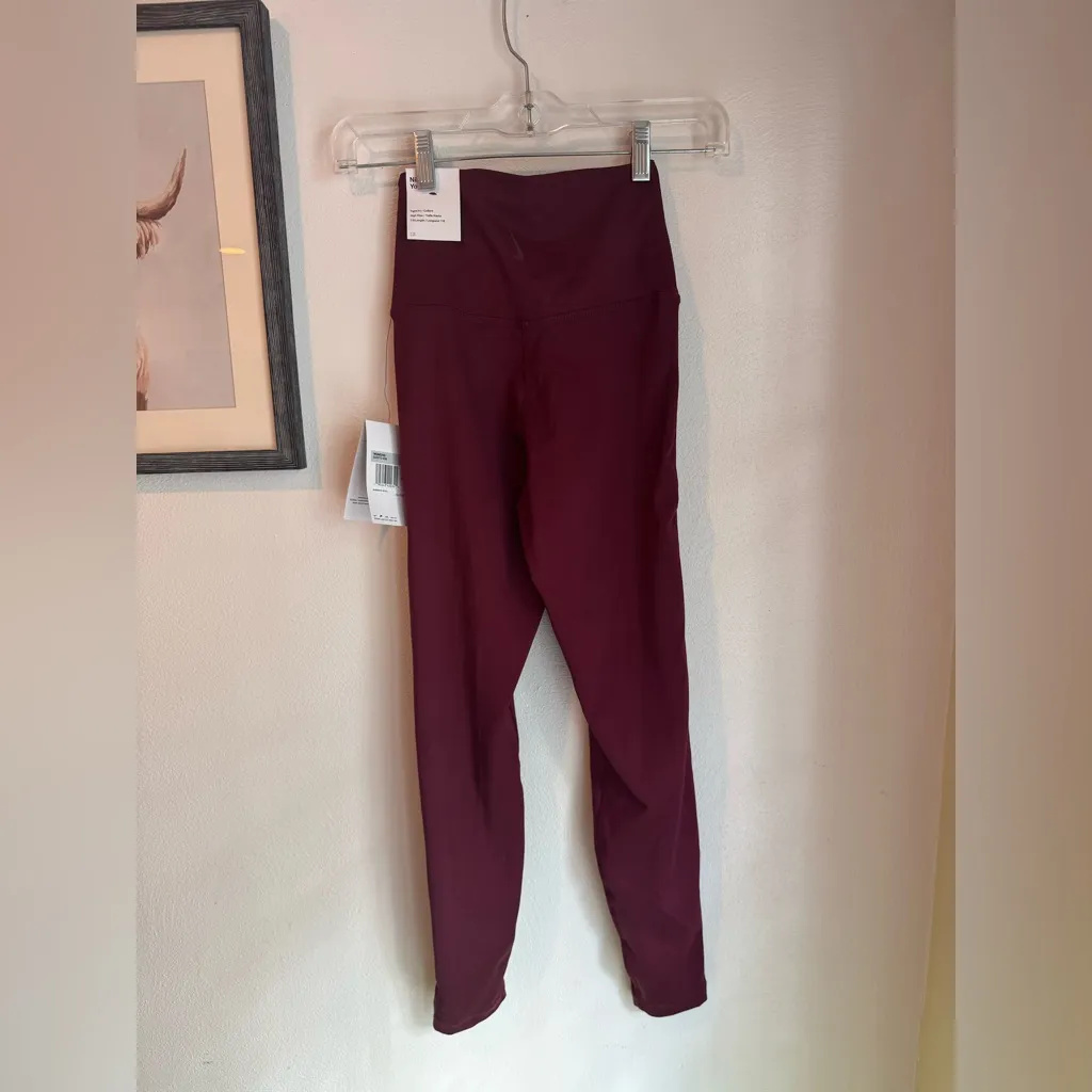 NWT Nike Yoga Dri-Fit 7/8 High Waisted Leggings In Burgundy - Image 5