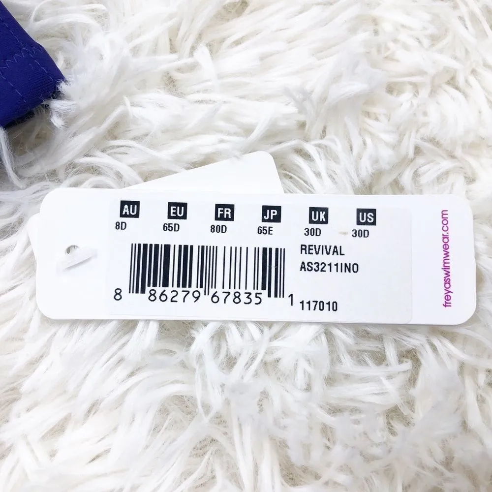 Freya Revival Indigo Blue Rio Wide Tab Underwire Bandeau Bikini Top Size 30D - Image 5