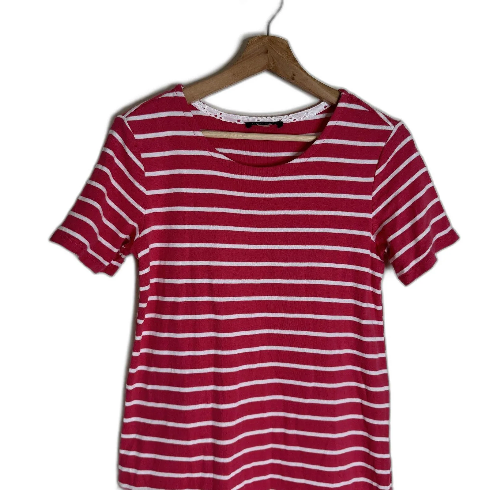 Tommy Hilfiger Dress Womens Large Striped Eyelet Hem Short Sleeve Summer Casual - Image 2