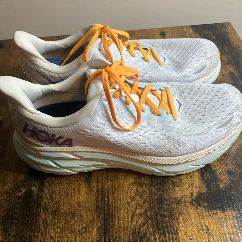 Hoka One One Clifton 8 Lace Up Running Training Shoes Women's Size 11D White - Image 3