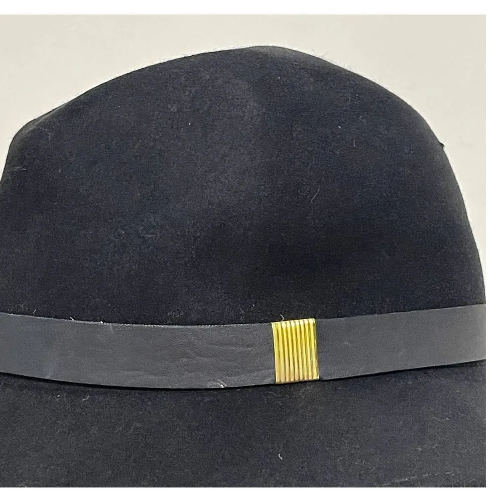 Black Wool Cloche Hat with Band Winter Fall Fashion Hat Floppy Boho Gold Accents - Image 7