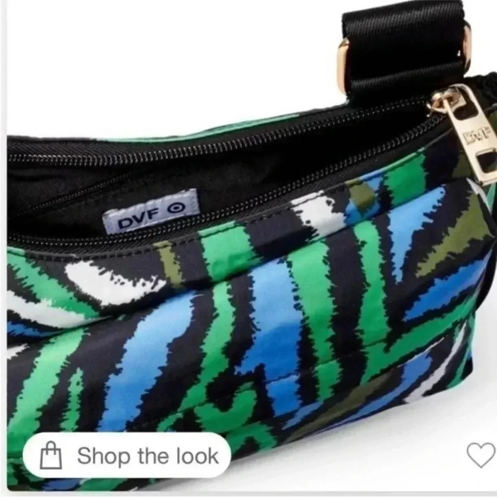 NWT DVF for Target Collab Disco Zebra Green Utility Crossbody Bag Black Blue - Image 4