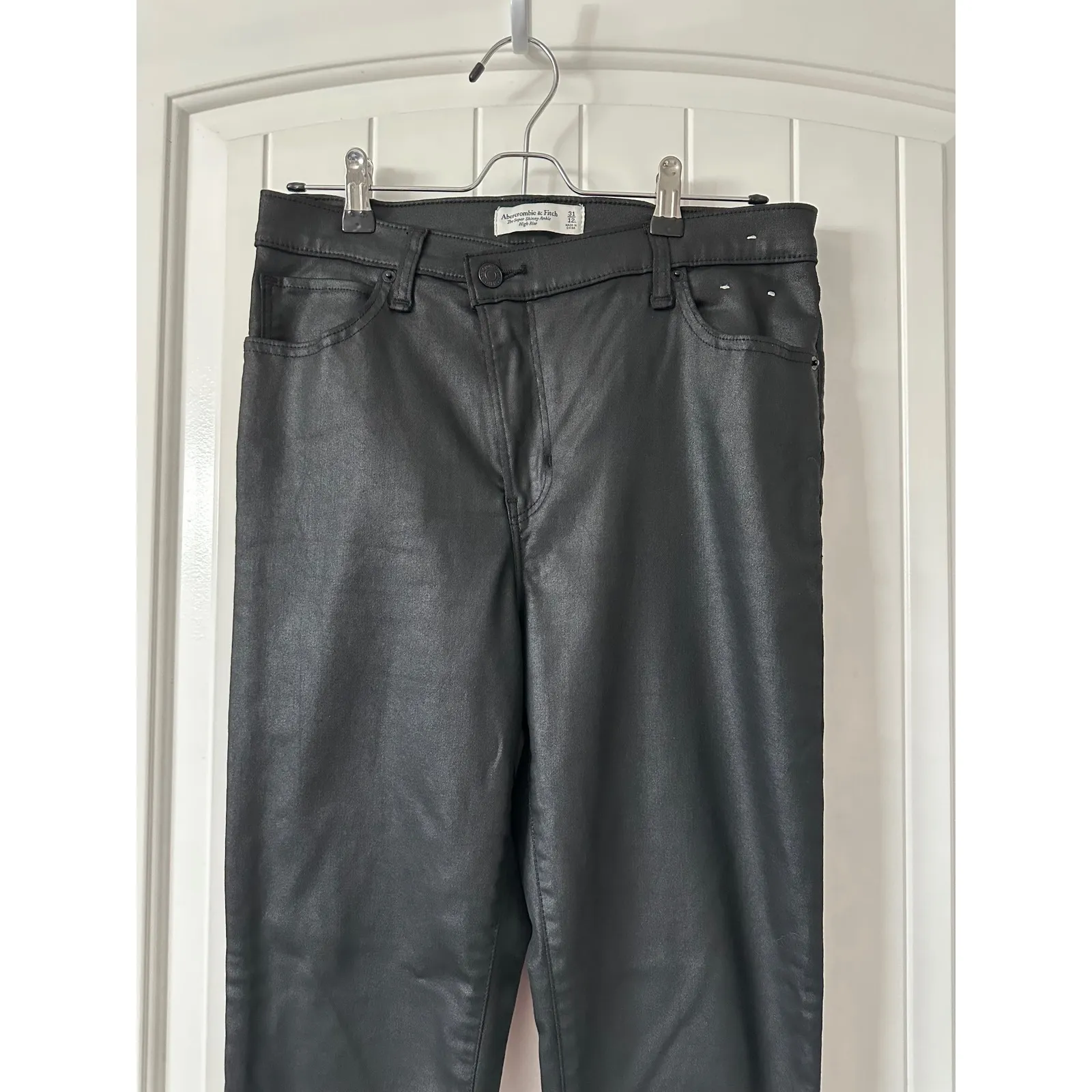 Abercrombie & Fitch‎ Super Skinny Ankle High Rise Shiny Black Pants Size 31 - Image 2