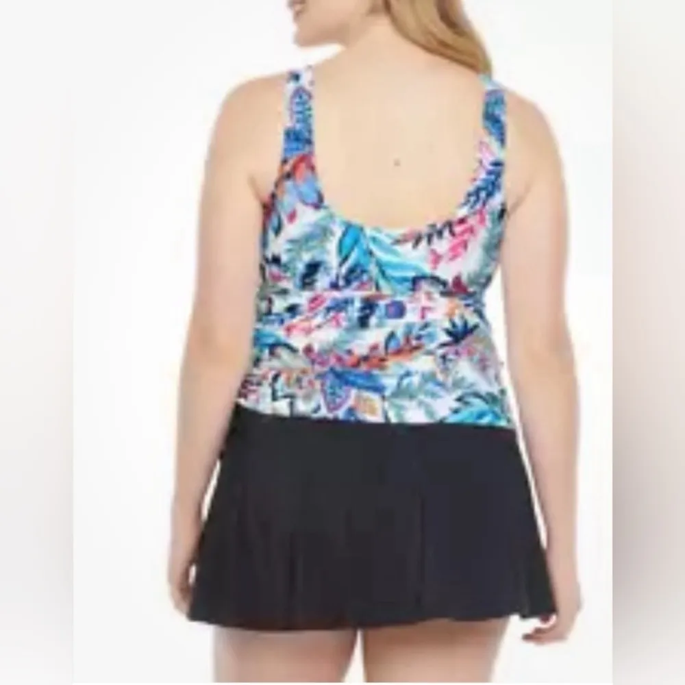 Azul by Maxine of Hollywood Tropical Floral Swim Dress Sz 10 One Piece Swimsuit - Image 2