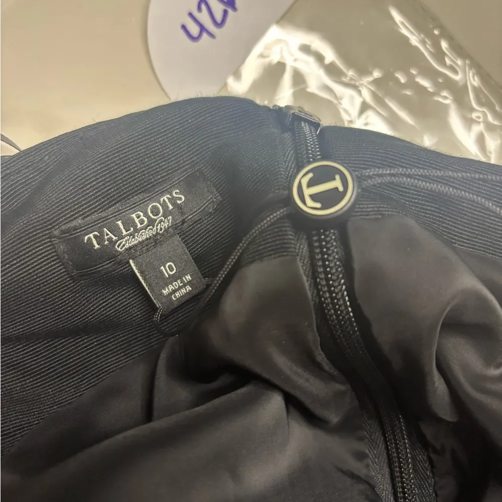 Talbots Dress Knee Length Classic Black Beaded Collar Sheath Cotton Silk Size 10 - Image 7