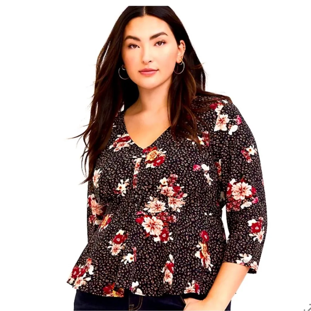 Torrid‎ Floral and leopard Peplum Chablis Corset Blouse 4X - Image 2