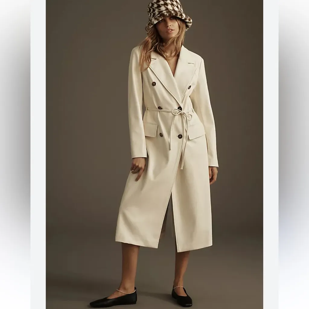 Anthropologie Avec Les Filles Faux Leather Trench Coat Size Small - Image 3