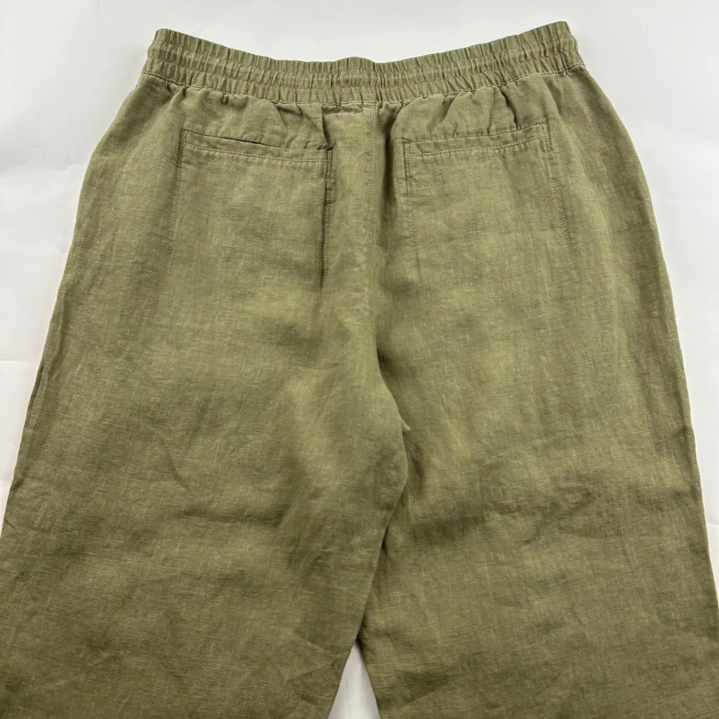 Athleta Olive Linen Retreat High Rise Pull On Ankle Pant L - Image 7