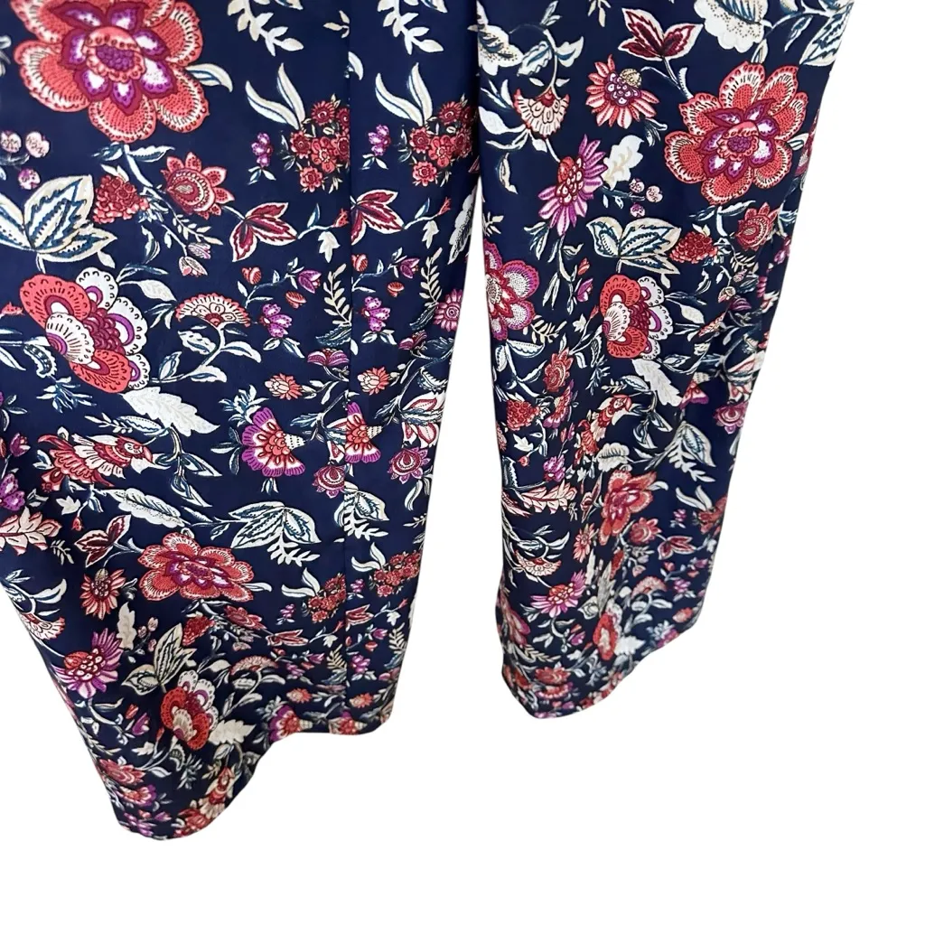 Band of the Free Navy Floral Puff Sleeve Jumpsuit Women's S Wide Leg Blue - Image 5