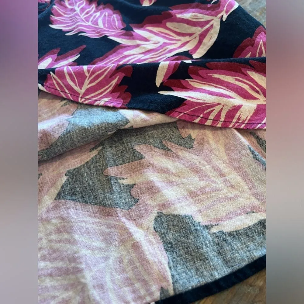 Who What Wear Serengeti Palm Tropical Dress, Size Medium Black, Pink Linen Blend - Image 5