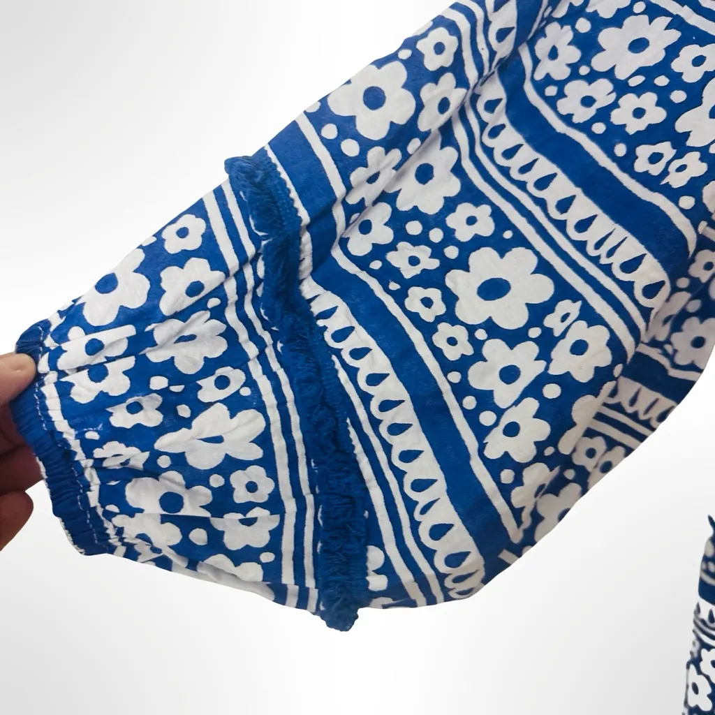 Tuckernuck Tnuck Blue and White Floral Tunic Dress Size Large - Image 5