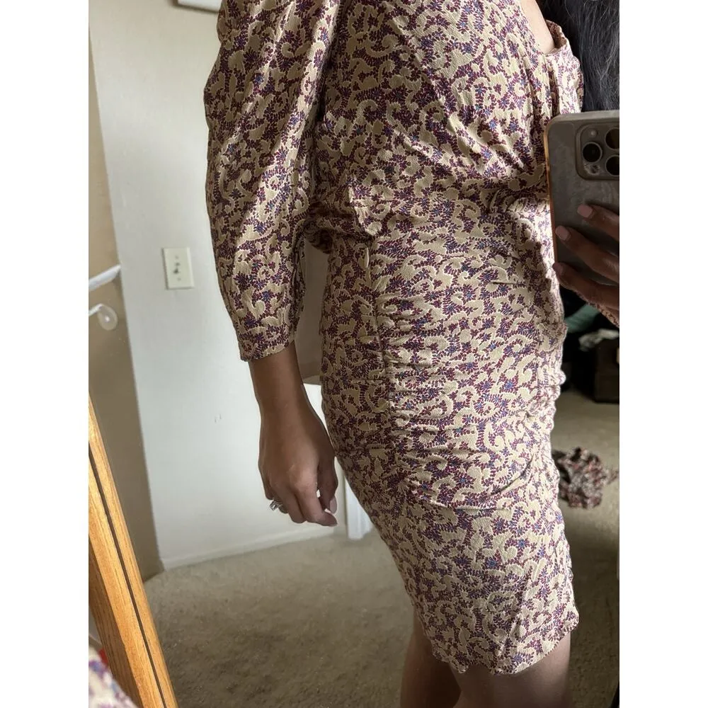 BA&SH Bash Crystal Ruched Floral Print Crepe Mini Dress Size M - Image 10