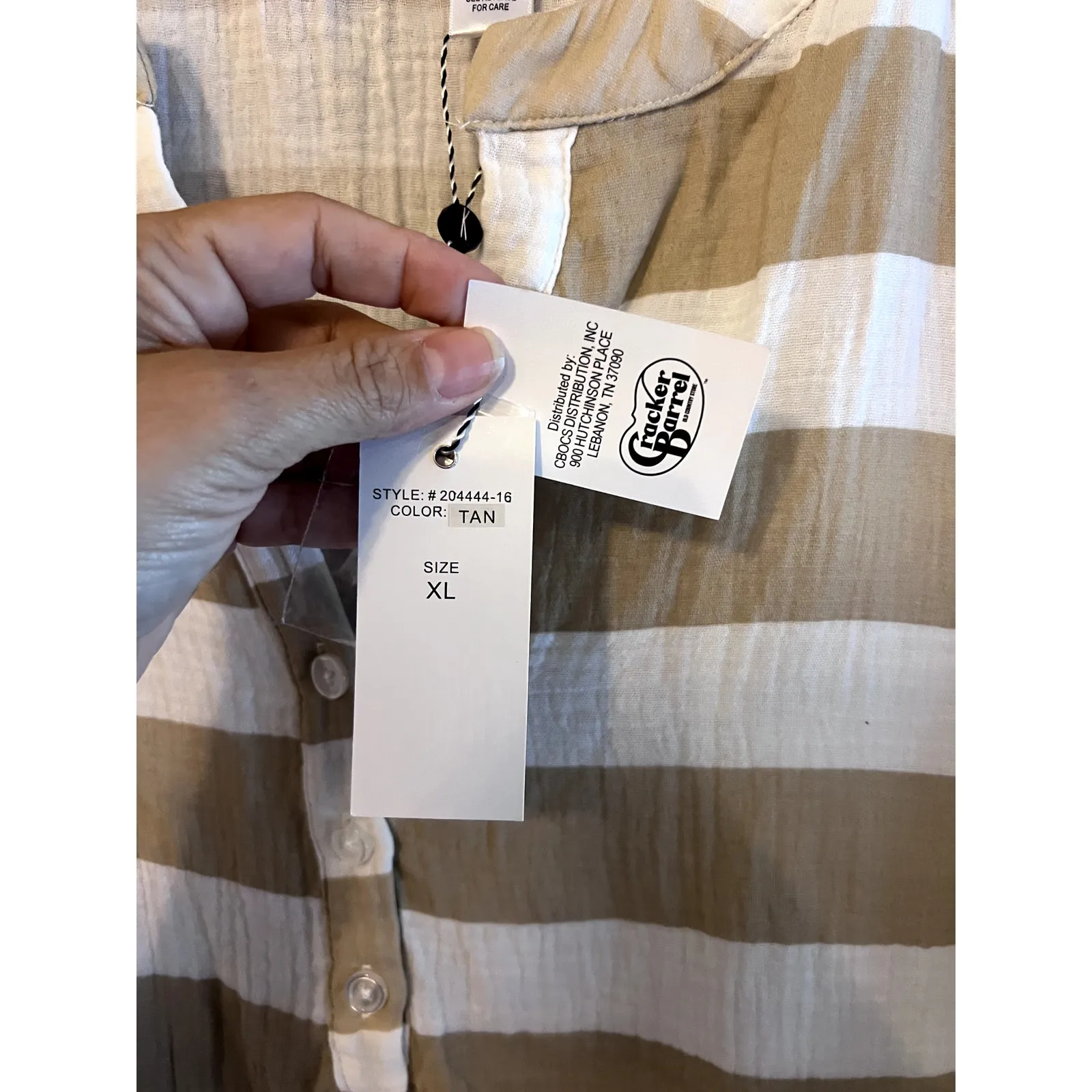 Kaktus Beach Cover up Size XL Stripped Gauze Tan White Swimwear Vacation NEW - Image 3