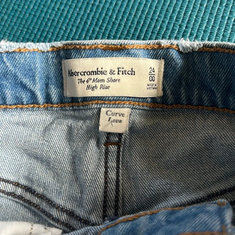 Abercrombie & Fitch Curve Love 4” Mom Shorts High Rise Light Wash Distressed 24 - Image 4