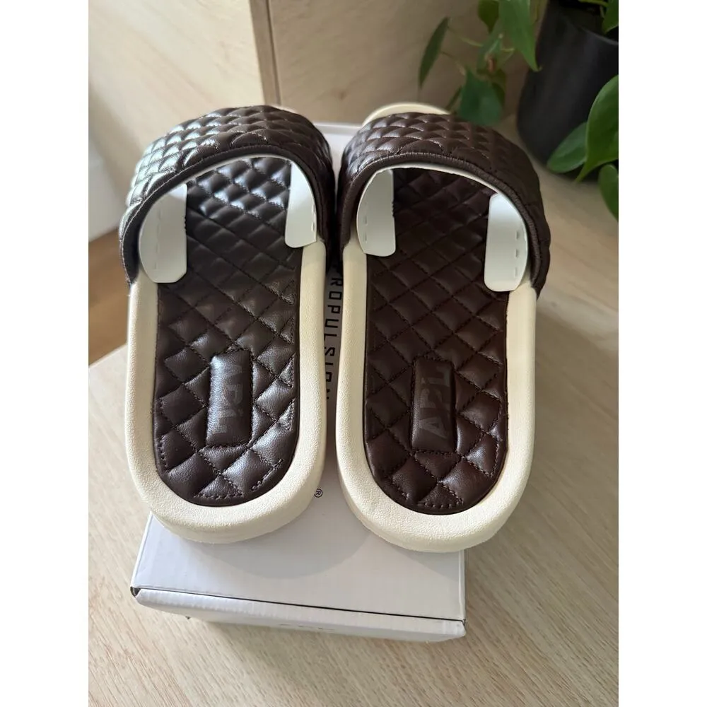 $220 New APL Lusso Leather Slides - Chocolate - 8 - Image 9