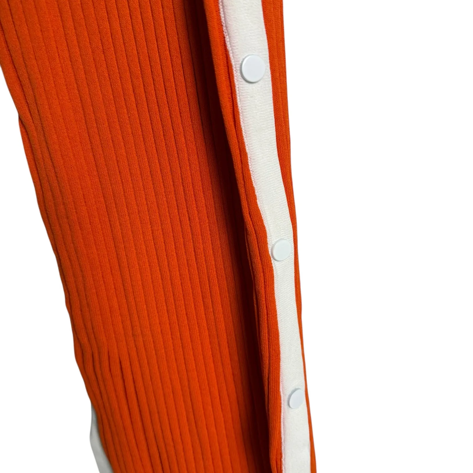Solid & Striped Kimberly Flame Orange Ribbed Side Snap Sleeveless Midi Dress L - Image 12