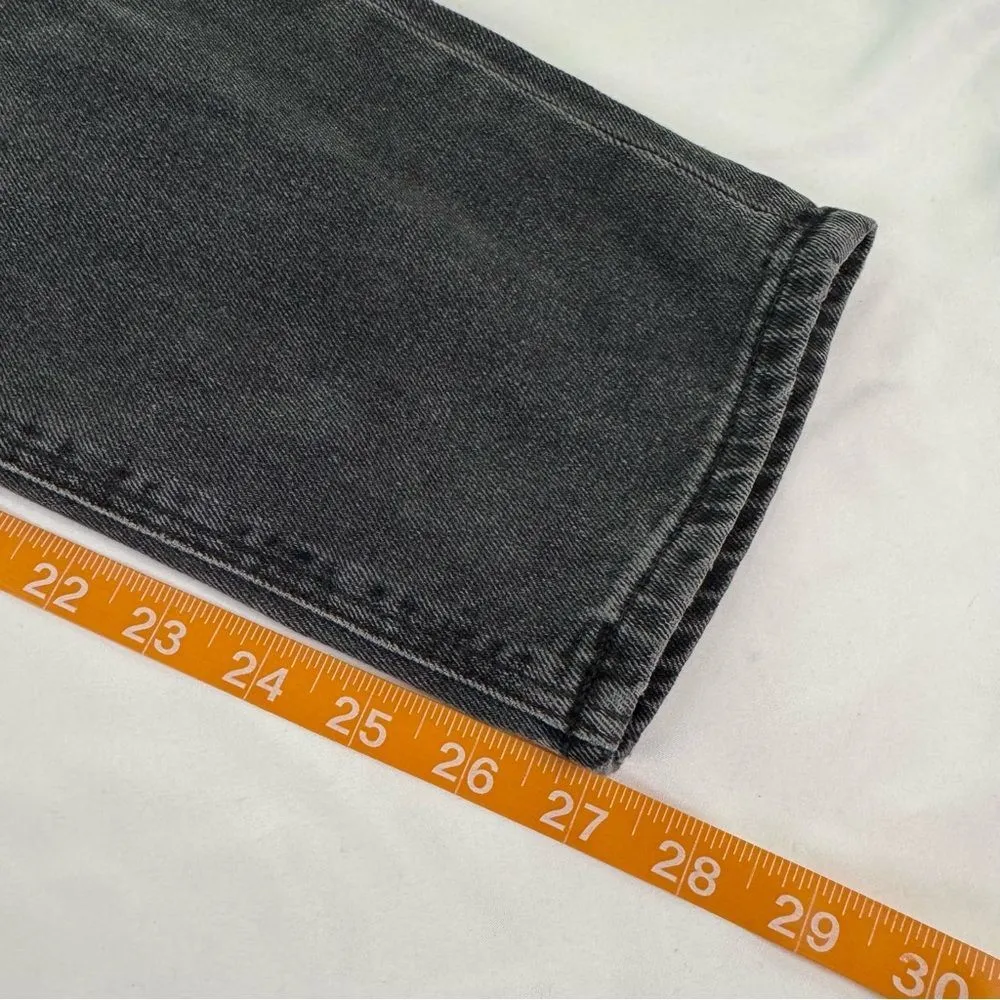 American Eagle Size 4 Black Denim Mom Jean Stretch Zip Fly Straight Leg Hi Rise - Image 8