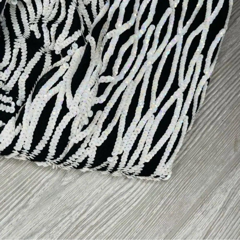 Nipon night pearl iridescent holographic sequin jacket cardigan shirt blazer m Black Size M - Image 5