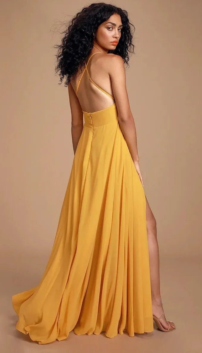 Lulus Dreamy Romance Mustard Yellow Backless Maxi Dress - Image 2