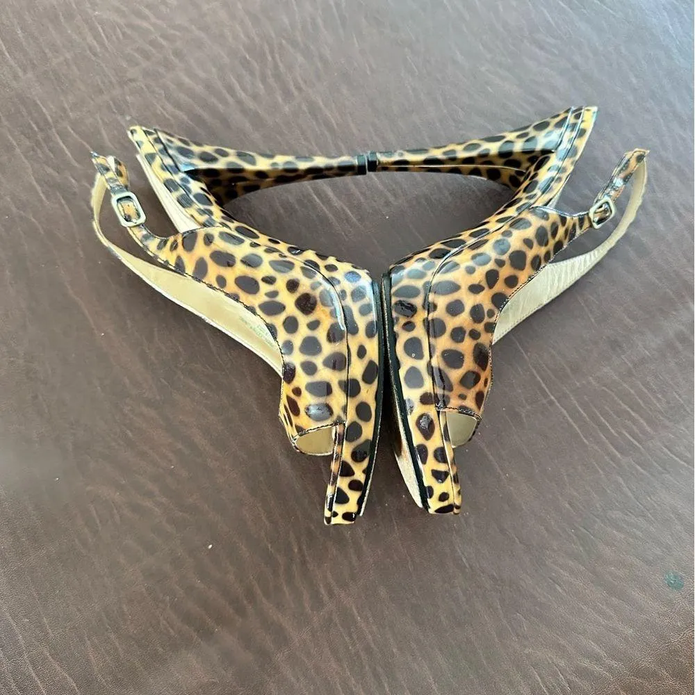 VIA SPIGA ANIMAL PRINT SLINGBACK STRAP PLATFORM STILETTOS SANDAL SHOES 8 - Image 5