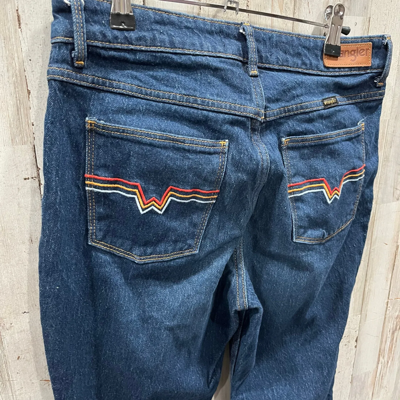 Wrangler High Rise Fierce Flare Retro Western Boho Jeans Rainbow Pocket 6/28 - Image 5
