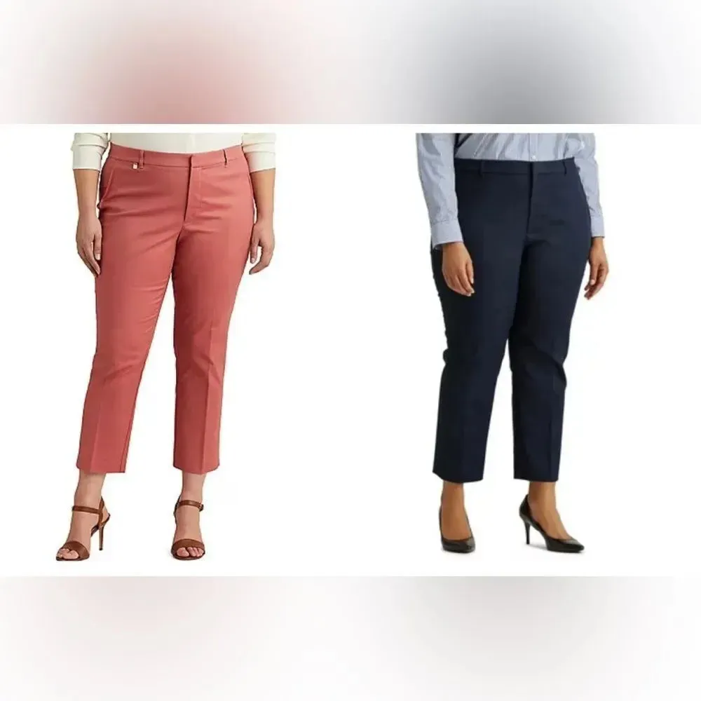 Set 2 Ralph Lauren navy blue/pink chino‎ pants 18W - Image 2