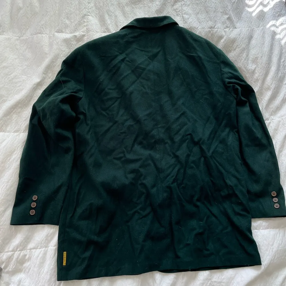 Vintage Armani Jeans Green Wool Coat Size L - Image 6
