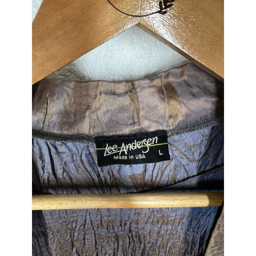 Lee Andersen Crinkled Satin Midi Dress With Jacket Large Art To Wear - Image 2