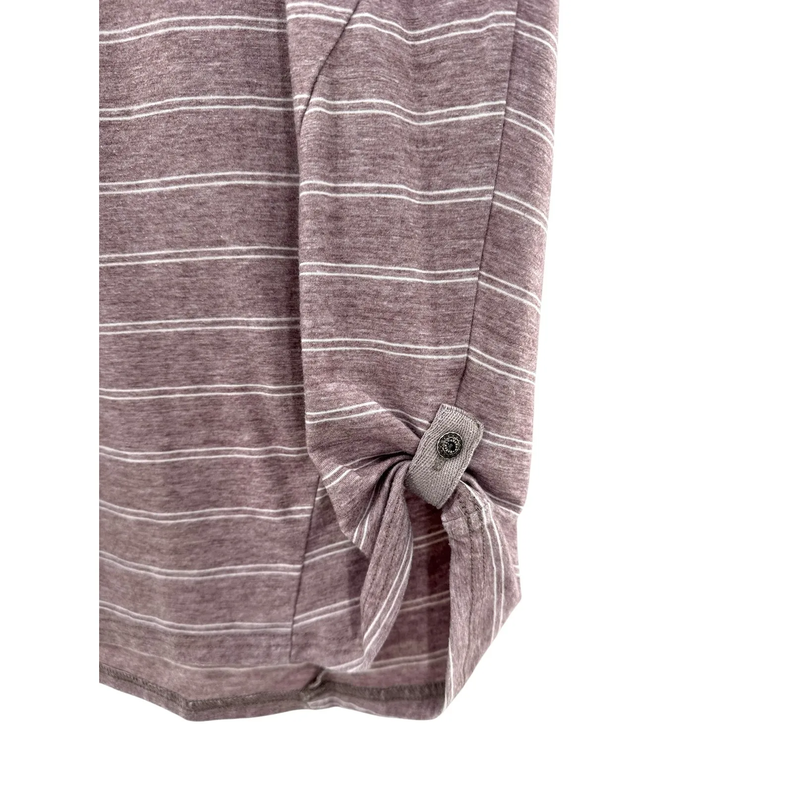 Kuhl Laurel‎ Womens S Mauve Striped Button Tab Sleeve Short Sleeve T Shirt Top - Image 3