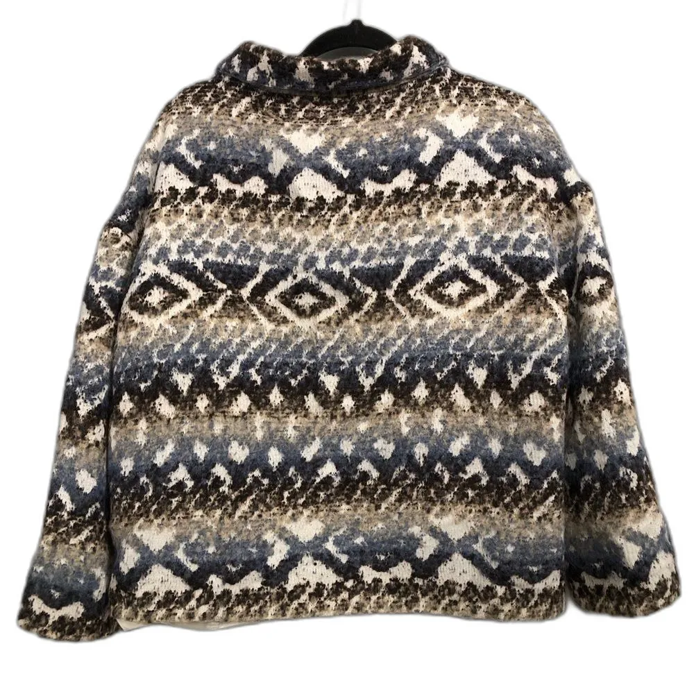 Fifteen Twenty Multi Funnel Neck Wool Blend Jacket Med Aztec Grandpa Eclectic - Image 2