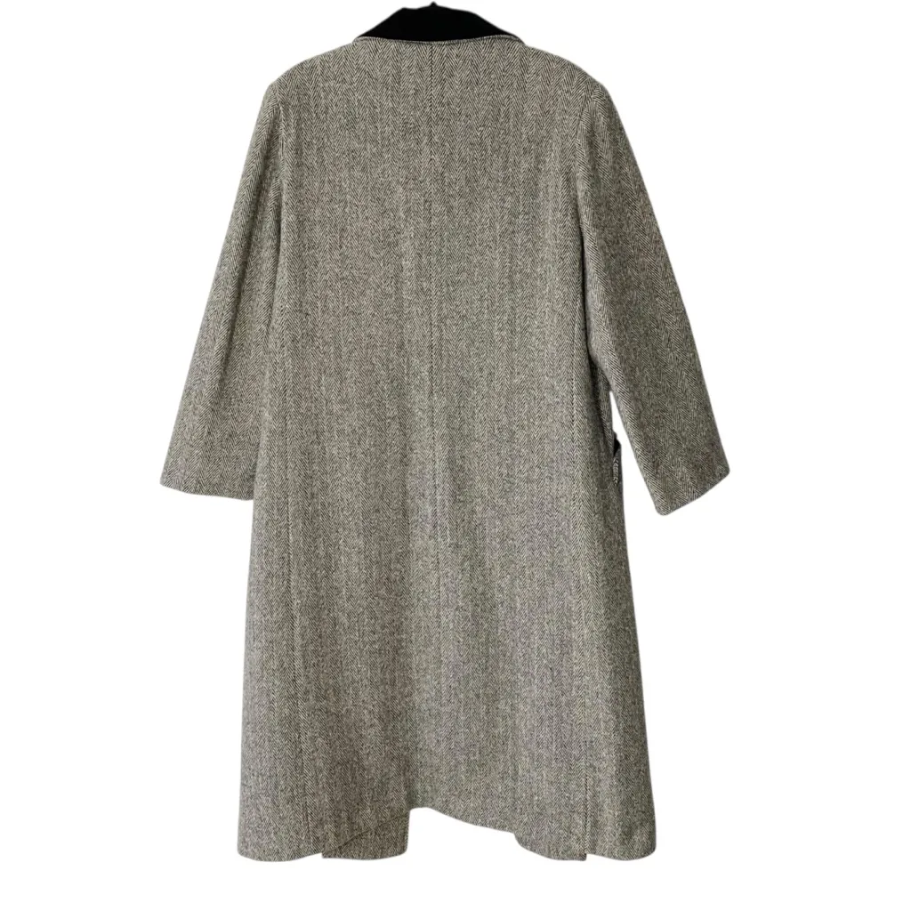 VINTAGE JENNIFER CHASE Wool Herringbone Longline Pea Coat Jacket Gray Size XL - Image 4