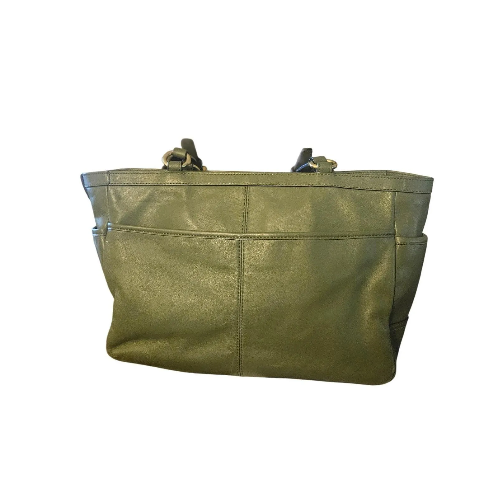 RARE Coach Ashley OLIVE GREEN Gold Satchel H1163 - Image 3