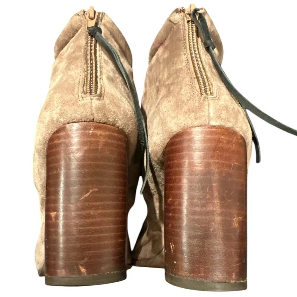 JEFFERY CAMPBELL HAVANA LAST RUMBLES TAN SUEDE CHUNKY HEEL ANKLE BOOTIE SHOES 9 - Image 6