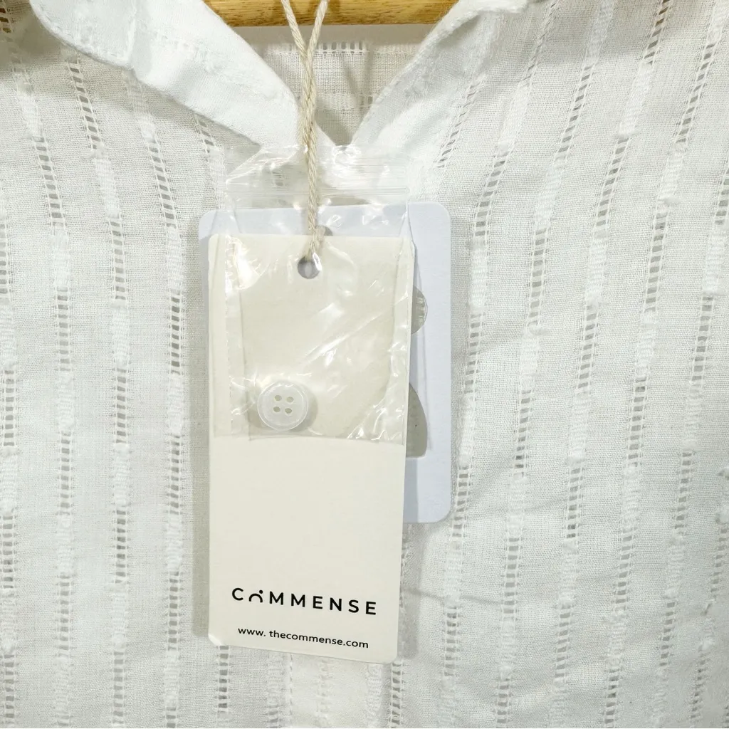 NWT Commense Textured Long Sleeve Button Down Top White - Image 10