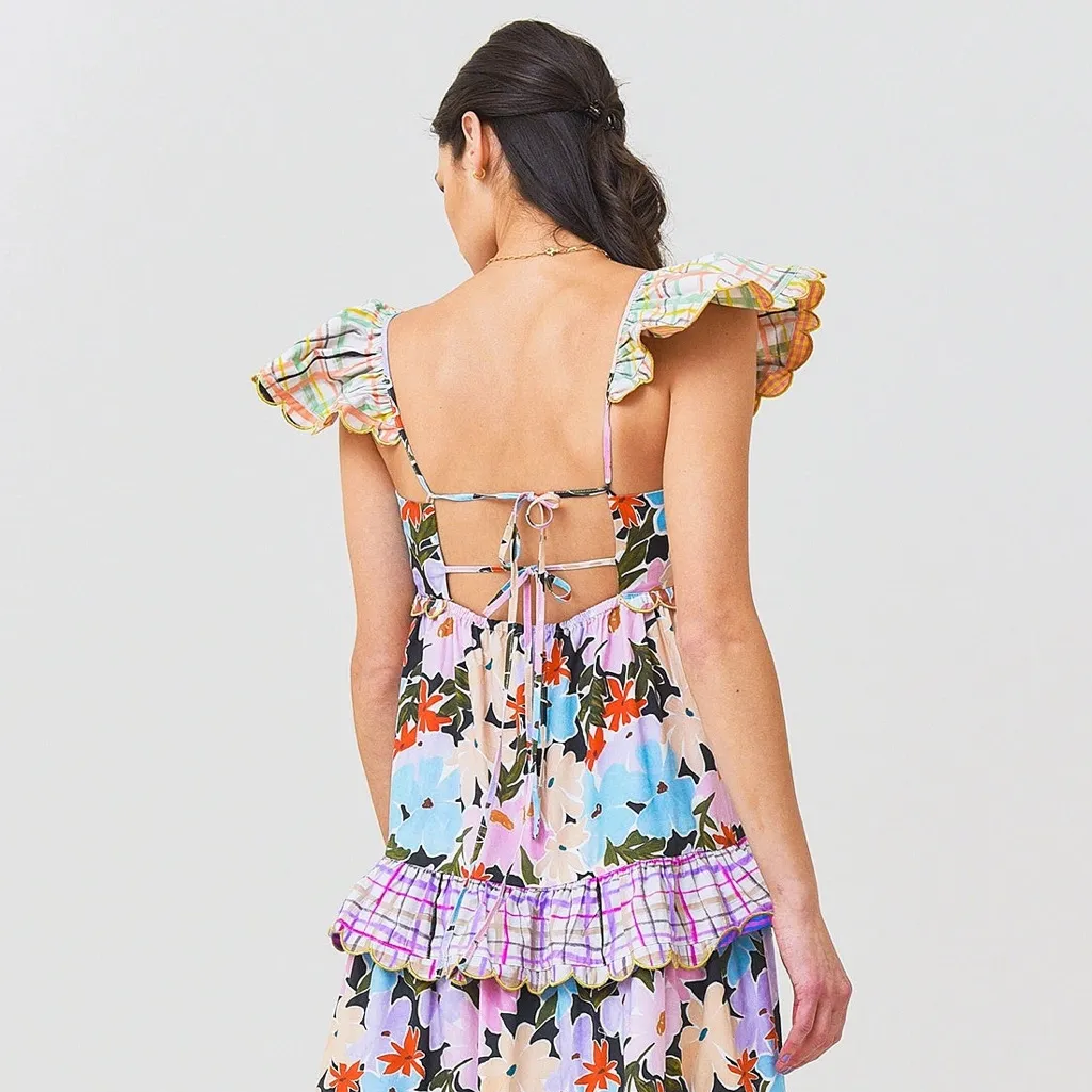 NWT CeliaB Tiered Ruffle Maxi Dress Blue - Image 3