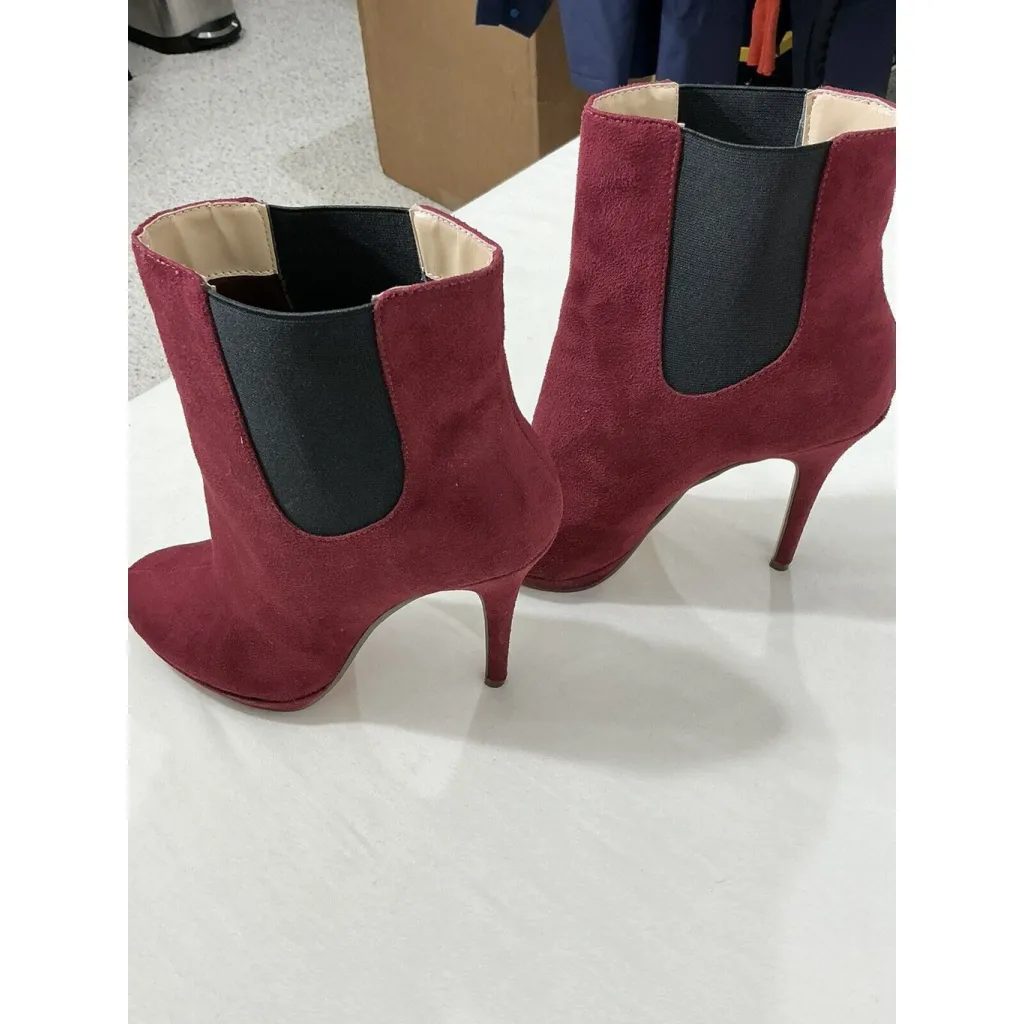 Womans M By Michael Antonio Maroon Pull On Platform Ankle Boots 8.5 - Image 3