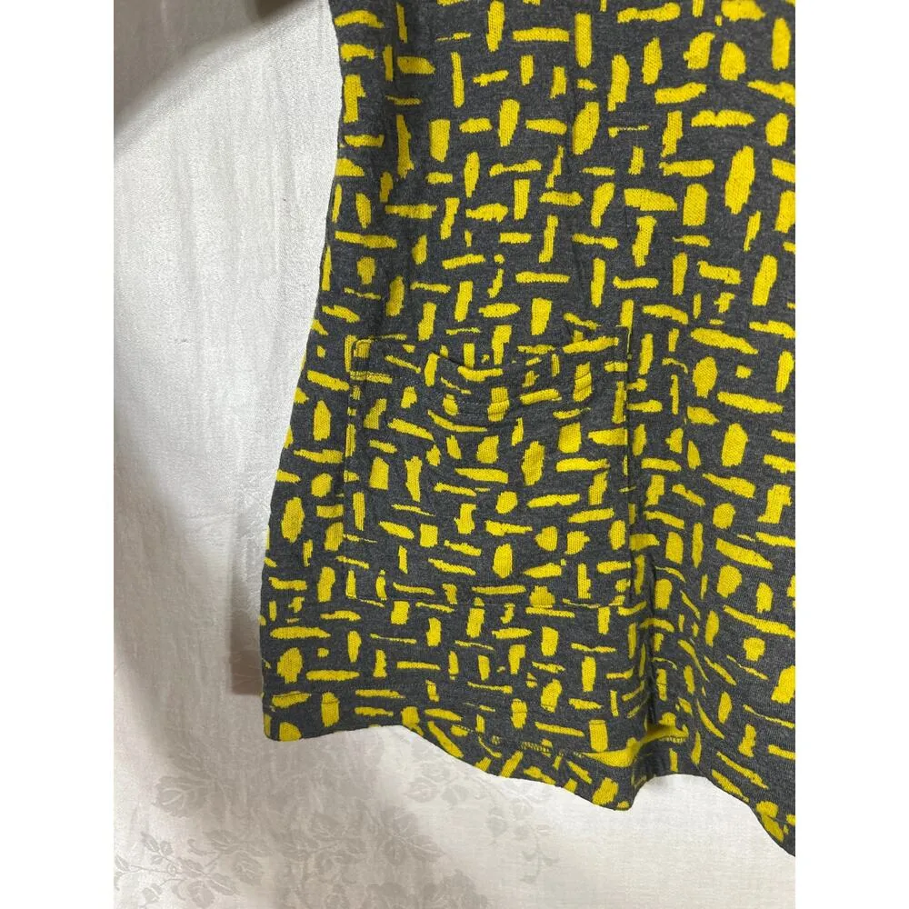 Ali Miles Top Small PETITE Gray Chartreuse Abstract Cowl Turtleneck Patch Pocket Size undefined - Image 3