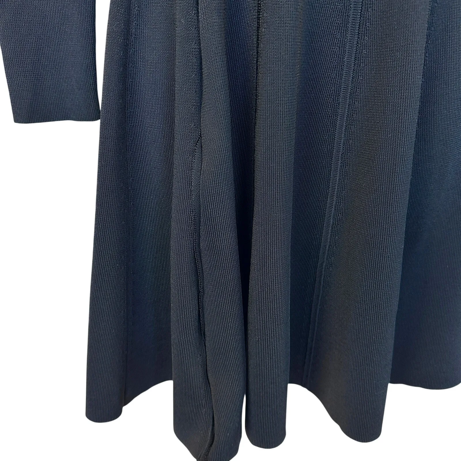 Toccin Black Knit Mini Dress XS Ribbed Knit Fit Flare Long Sleeve Designer $500 Size 8 - Image 10