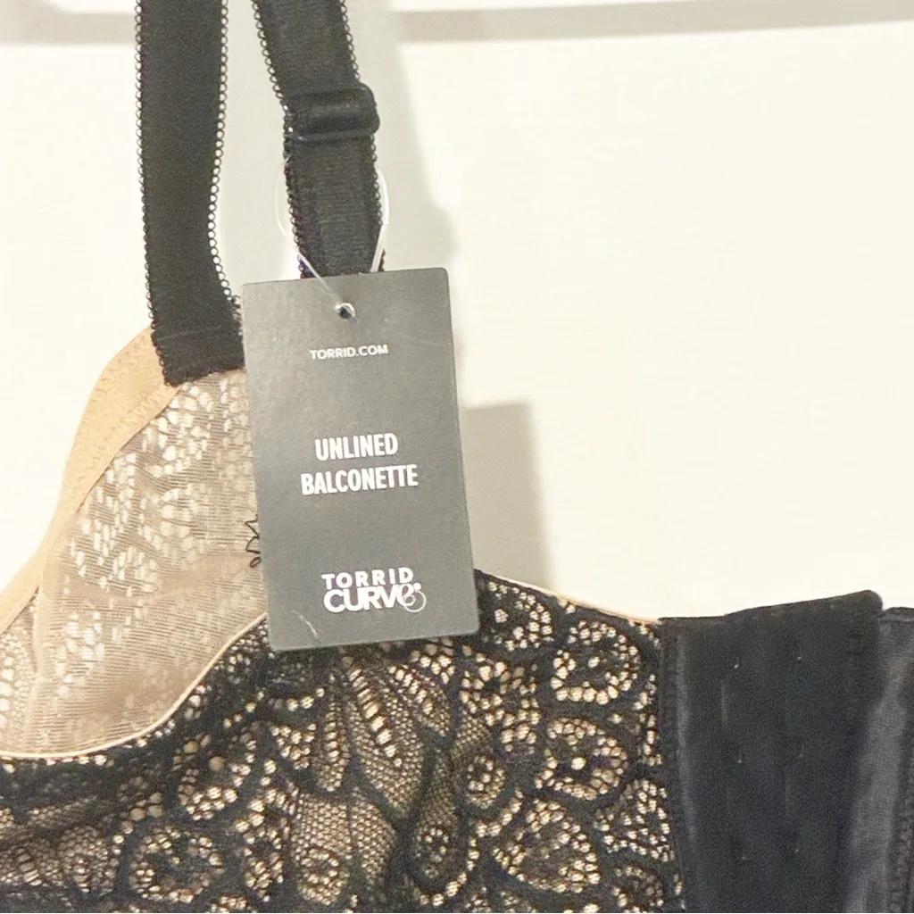 Torrid Plus Size 42D Black Peacock Lace Balconette Bra NEW - Image 5