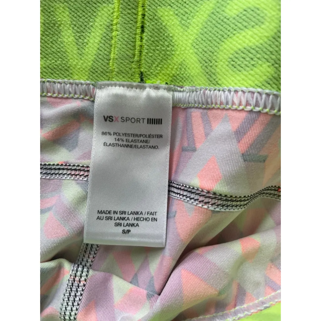 Women's VSX Sport Pink & Green Geometric Sports Bra & Shorts Set M Top S Shorts - Image 5