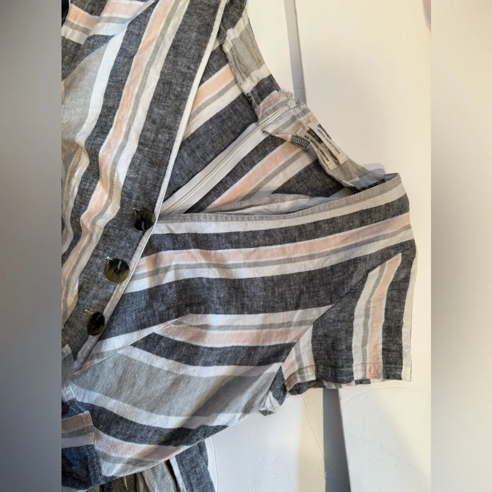 Urban Outfitters Womens Medium Striped Jumpsuit UO karen black surplice button - Image 10