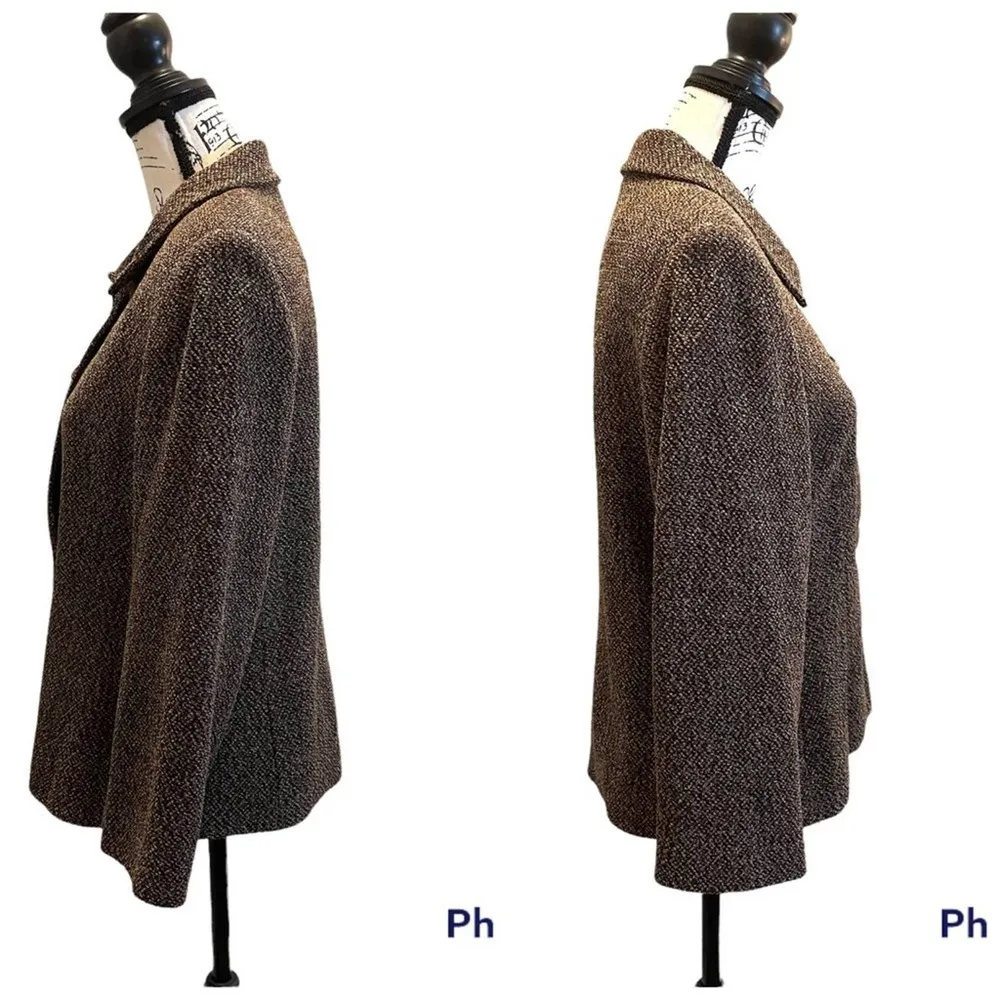 Louben Blazer Jacket Brown Size 10 Tweed business Preppy workwear - Image 3